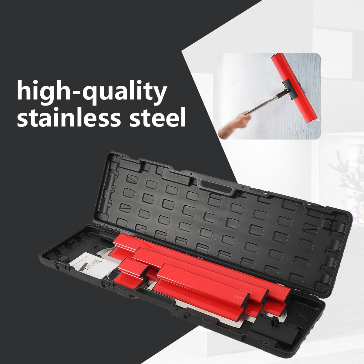 Flächenspachtel Set Profi, Flächenspachtel Spachtel Set 40/60/80cm | Multifunktionsspachtel Trockenbau-Glättmesser mit 0.9-2M Lange Teleskopstange für Verputzen von Decken und Wänden