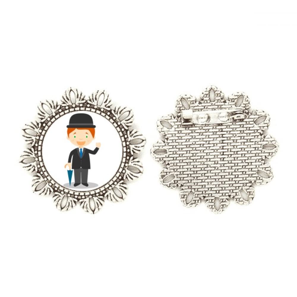 Broche de plata de caballero negro inglés con acabado pulido 4