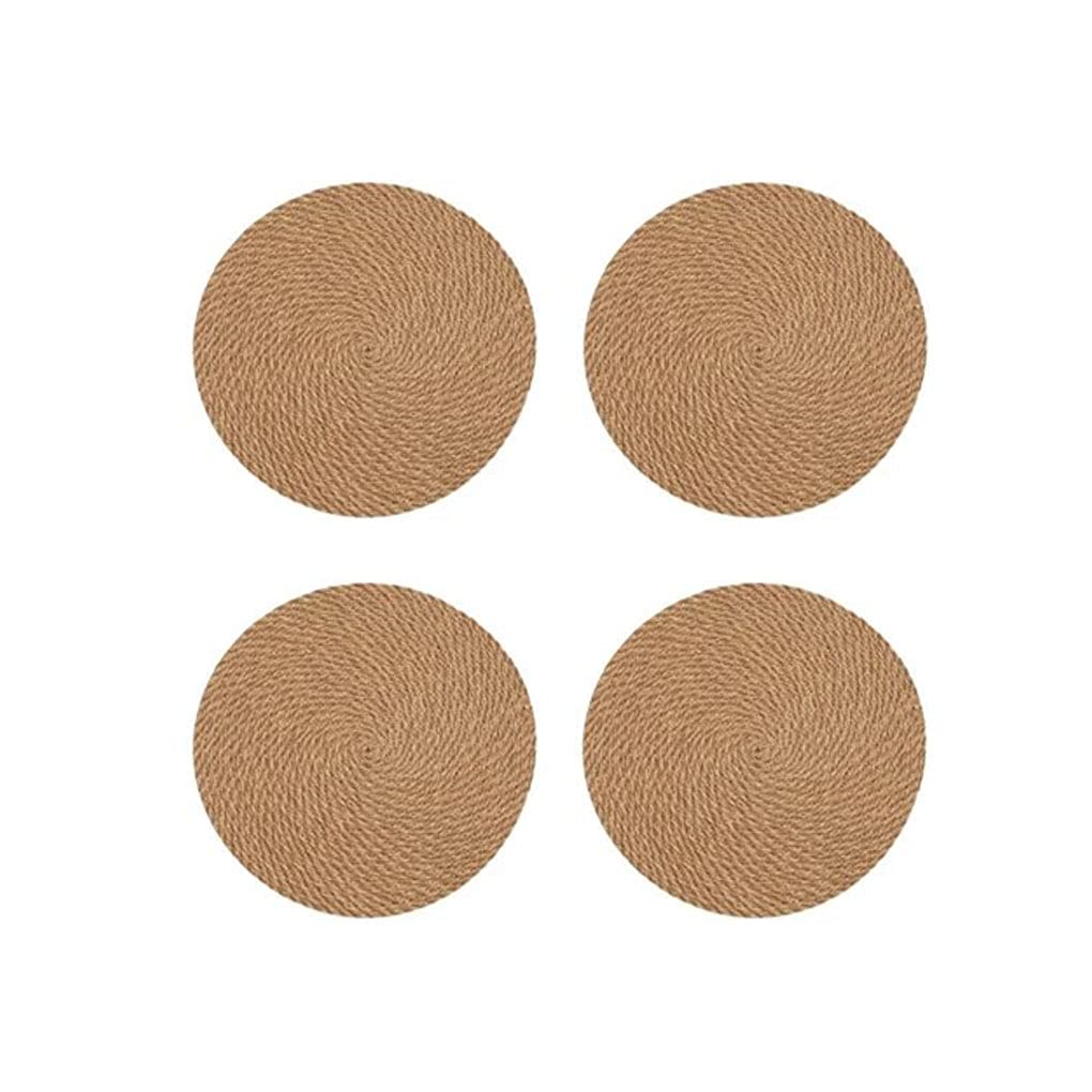 Alnicov Round Linen Placemats Set Of 4 Linen Braided Place Mat 7.1 Inch Heat Resistant Table Mat Thick Hot Pads Hot Mats Trivet