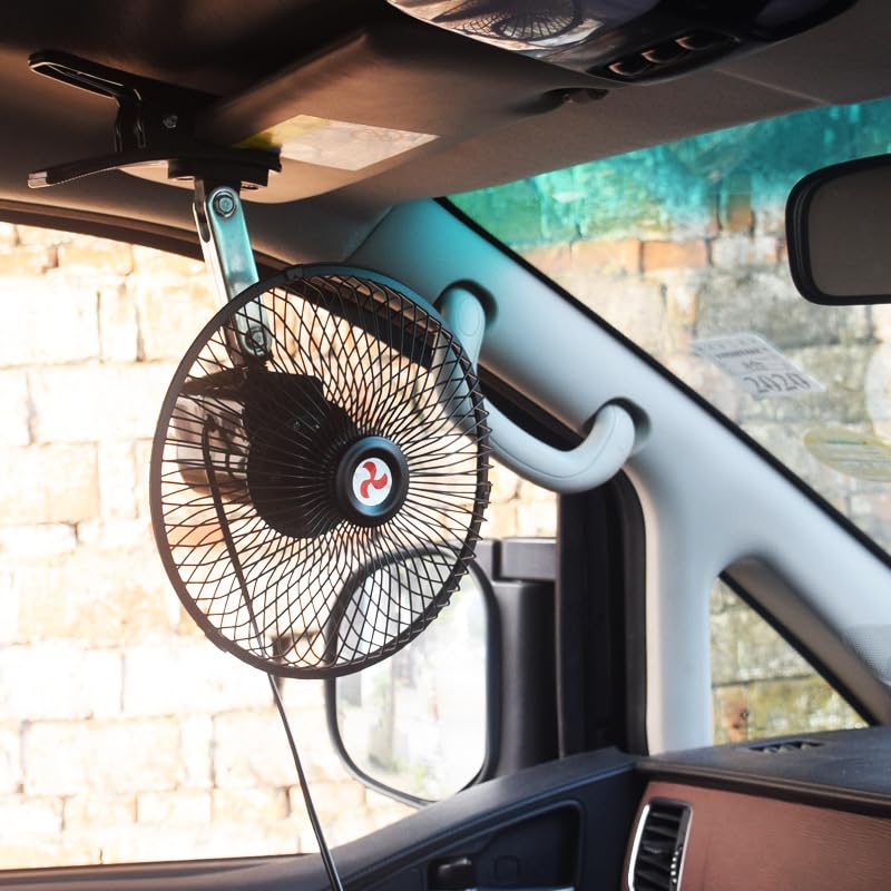 Unifizz Klimatyzator samochodowy 12 V do wnętrza samochodu, wentylator chłodzący 10 cali, przenośny wentylator do wnętrza samochodu