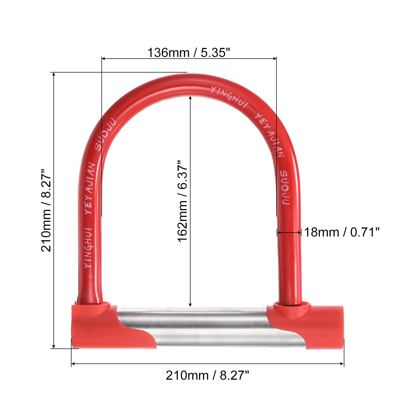 PATIKIL Bicicleta U Candado, 2 Paquete Anti Robo Bicicleta Candado con 2 Llaves, 18mm Grosor Zinc Aleación Motocicleta Seguridad Candado Adapta para Eléctricas Bicicletas Patinetes, Rojo