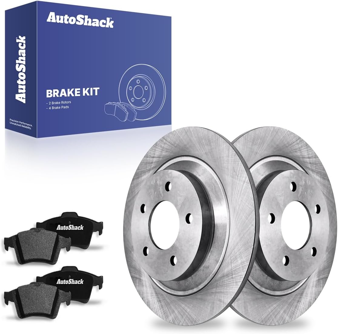 AutoShack Rear Brake Rotors & Ceramic Pads for Mazda, 5 2006-2010, 2012-2017, FWD L4 2.3L 2.5L - 11.88" (301.8 mm), 5-Lug