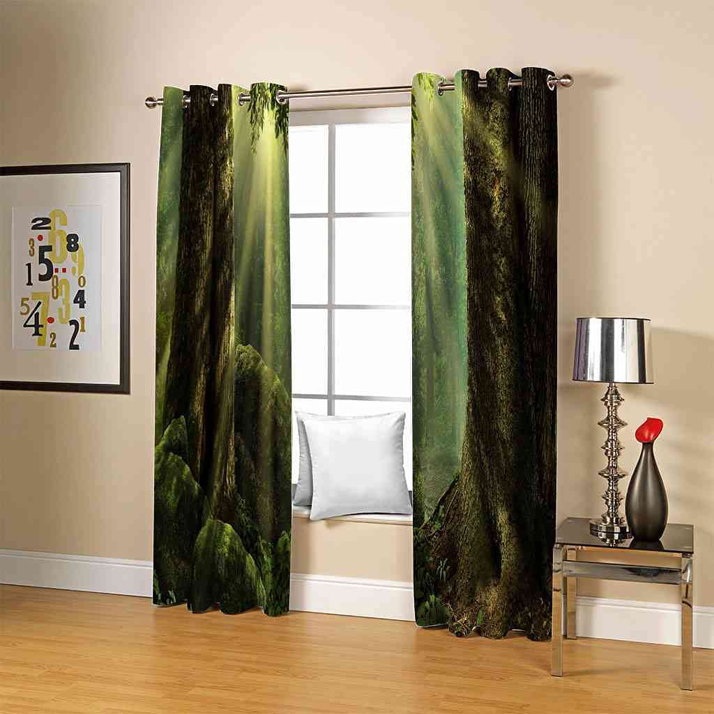 Yosoo123 Tenda Oscurante Con Stampa Foresta – 150x166 Cm, Per Balcone E Camera Da Letto