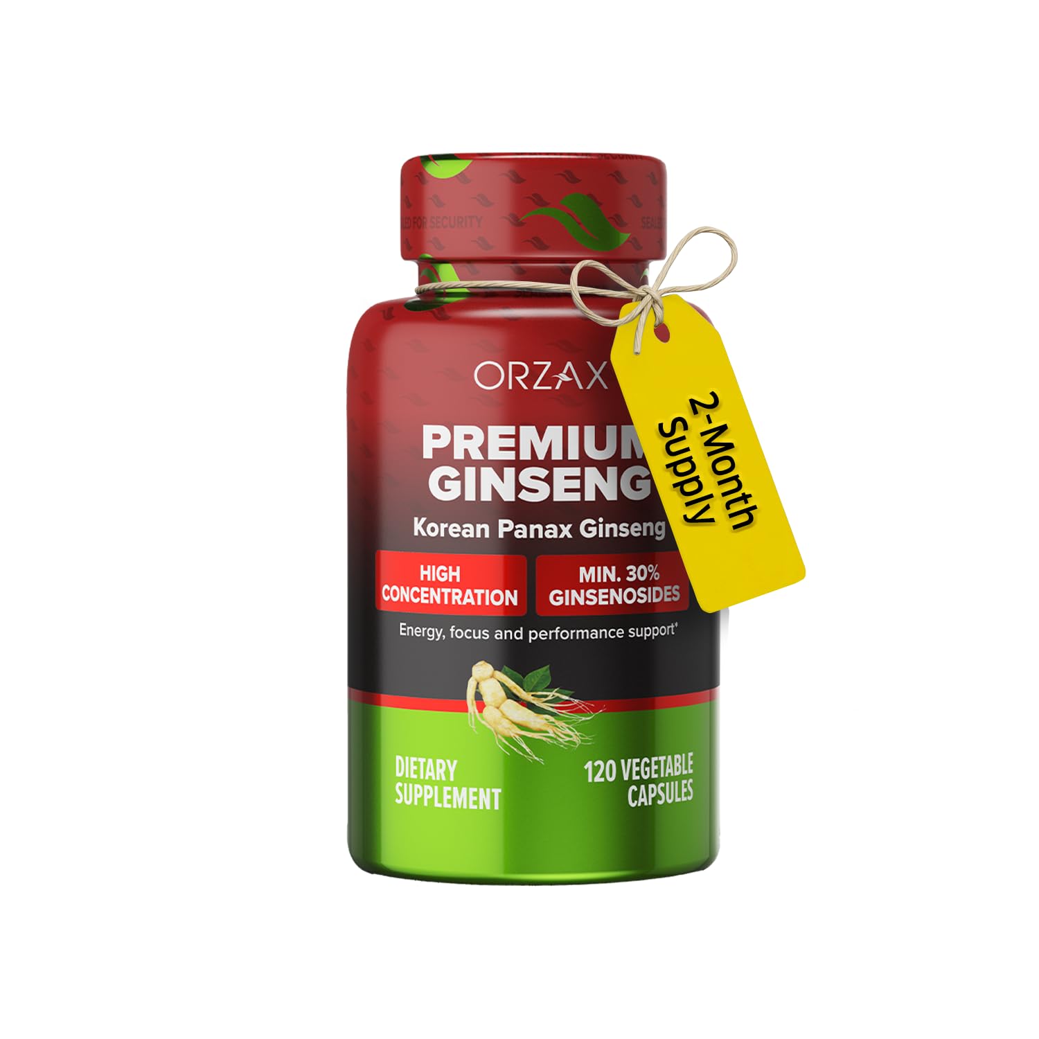 Ginseng, 30% Ginsenosides, 1000 mg Premium 120 Vegetable Capsules