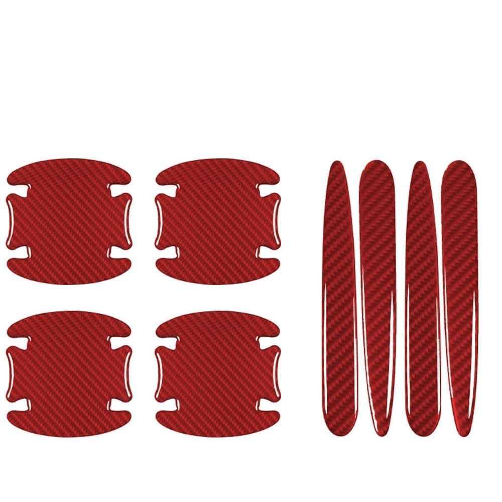 AAWEI Car Door Handle Scratch Protector for Toyota Prius (XW30 XW50 XW60 2009-2025 2026), Carbon Fiber Texture Side Handle Cup & Edge Sticker Cover, Automotive Exterior Anti-Scratch Film,Red