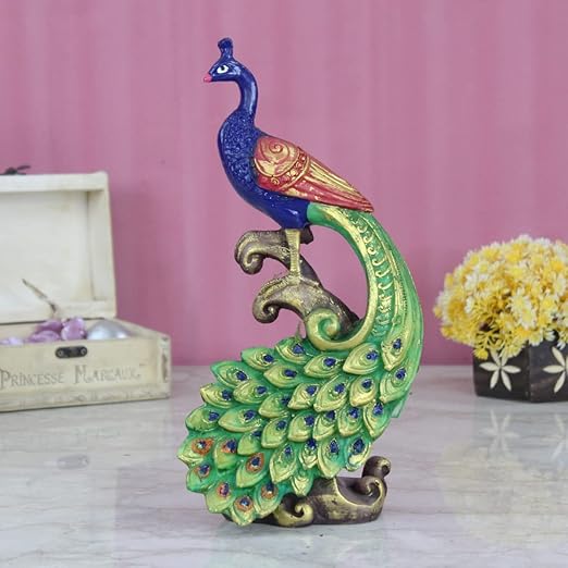 Buy Wonderland Resin Beautifull Peacock Home and Garden Decor, Peacock