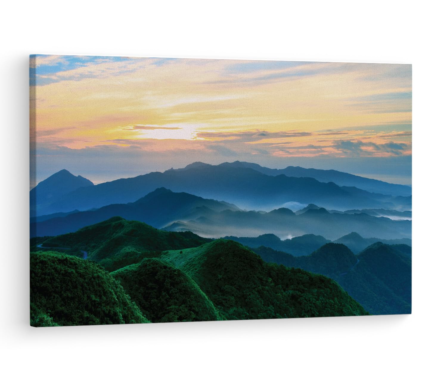 TRUECANVAS Blue Ridge Mountains, Wooden Framed Canvas Paintings for Living Room | Bedroom | Office | Gallery | Ready Wall Mount Canvas Wall Art Painting | Size - 12 x 18in, CT0971