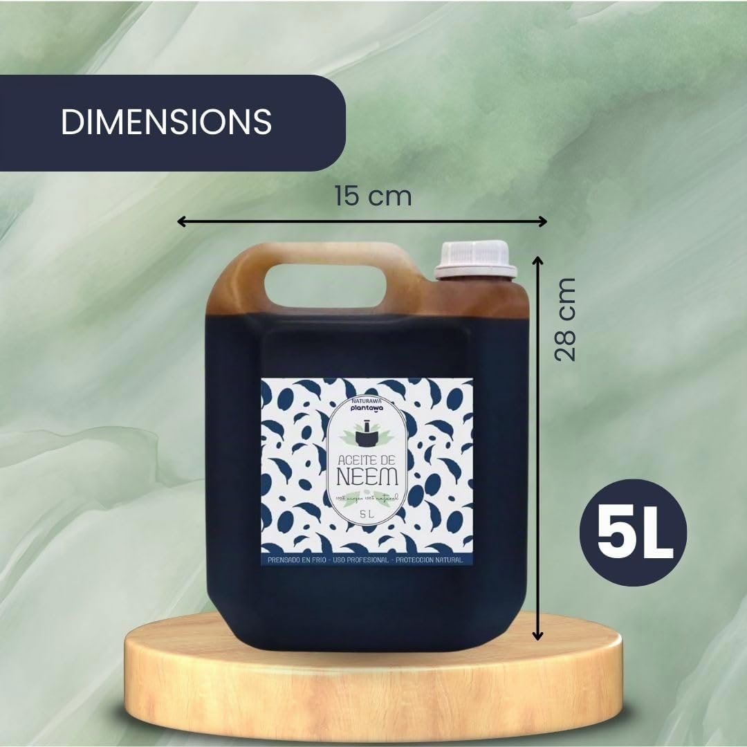 PLANTAWA Huile de Neem 5L | Ingrédient Végétal à Diluer | Pressée à Froid | Sans Parfum ni Additifs | Format Économique pour Usages Polyvalents et Routines Durables