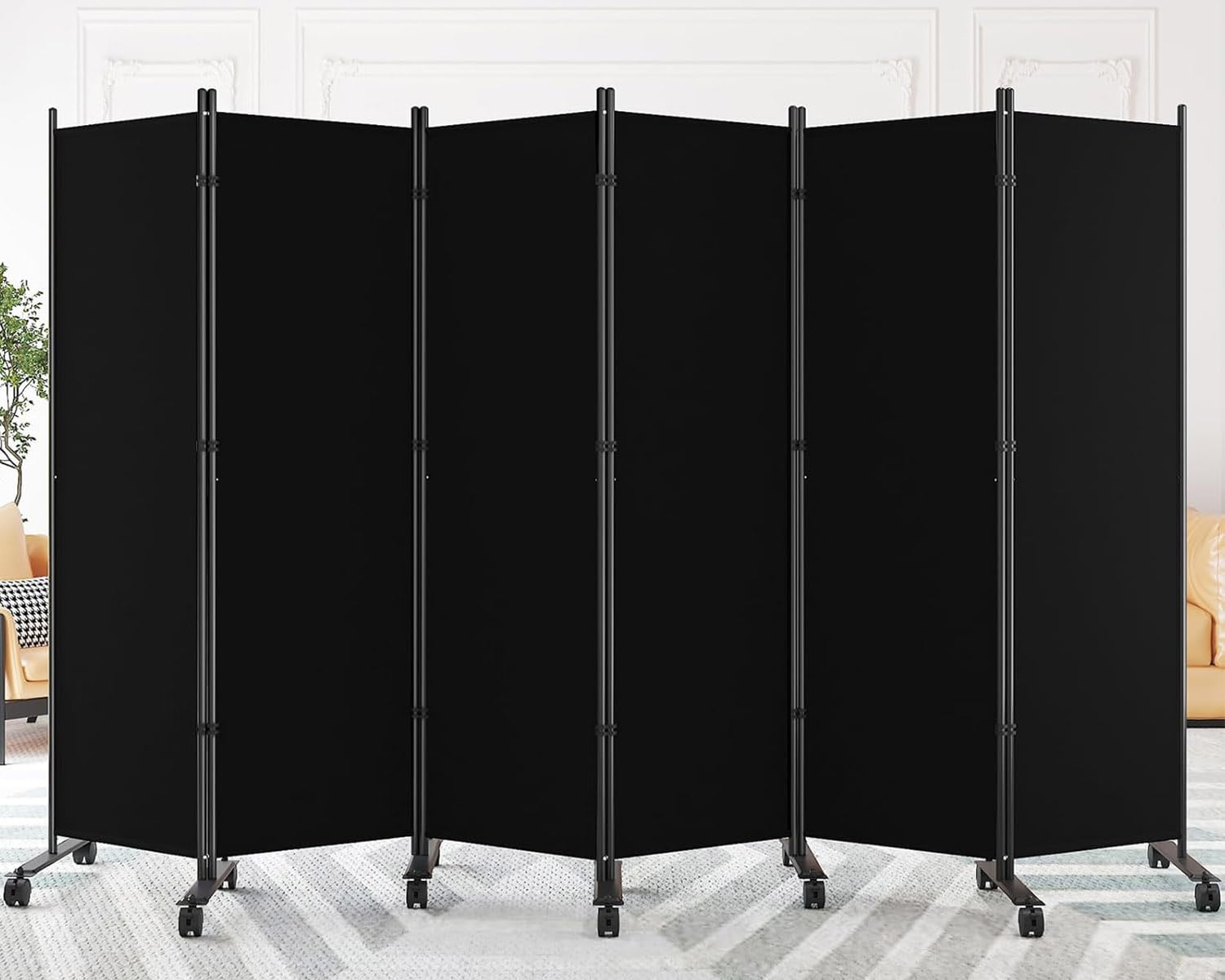 SUNALLY Room Divider with Lockable Wheels