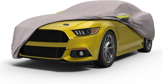 Seal Skin Covers Waterproof Car Cover for Sedan, All Weather UV Protection, Windproof Straps, Dustproof, Soft Cotton Lining, Outdoor Automobile Cover with Mirror Pockets209"-218" L X 59" H