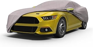 Waterproof Car Cover for Sedan, All Weather UV Protection, Windproof Straps, Dustproof, Soft Cotton Lining, Outdoor Automobile Cover with Mirror Pockets(194"-208" L X 59" H)
