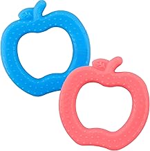 MamaLaps Silicone Baby Teether Apple-Shaped | BPA-Free, Food Grade Soft Teething Toy for Newborns & Infants | Textured for Soothing Gums | Easy-to-Hold, Dishwasher Safe (Pack of 2)