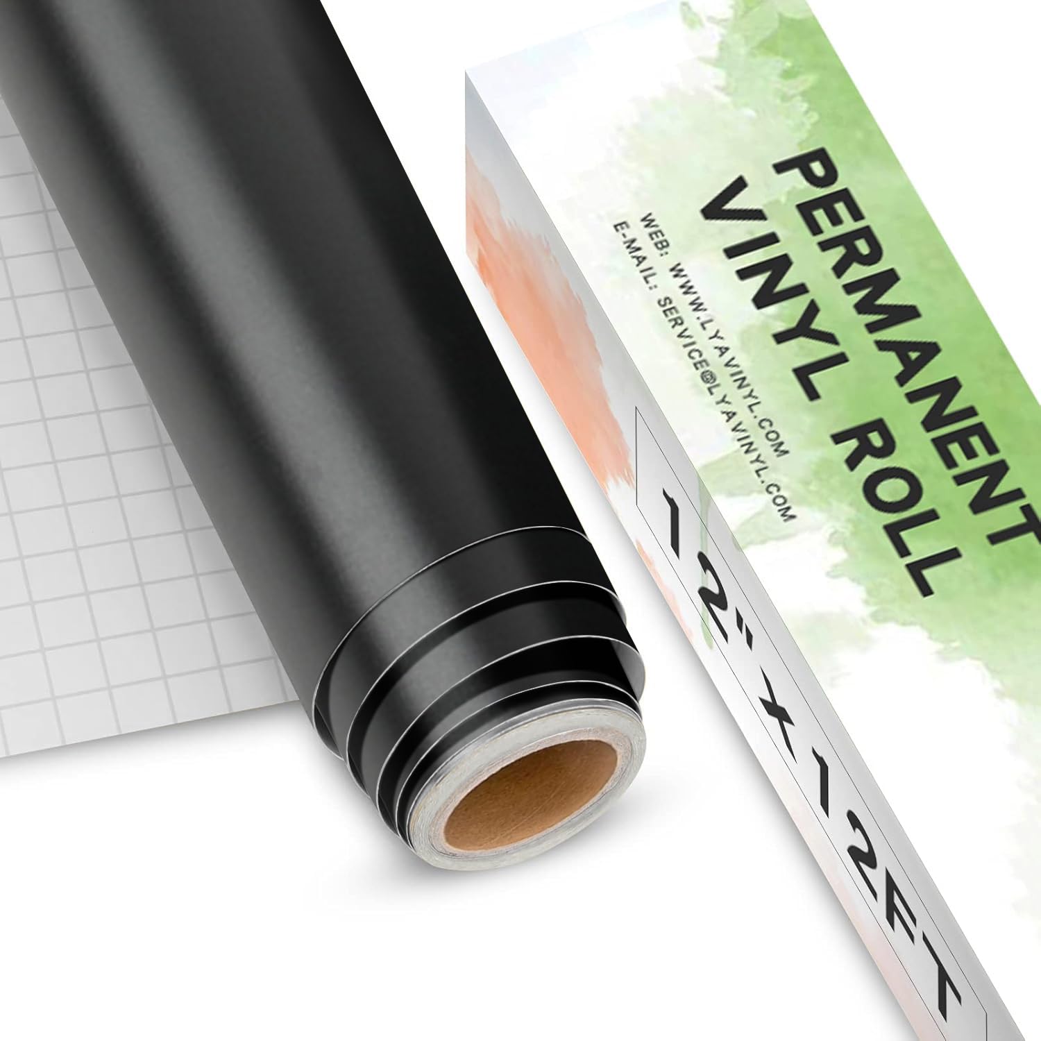 Matte Black Permanent Vinyl, 12" x 12 FT Vinyl with Cricut Cutting Machine - Lya Vinyl Matte Black Adhesive Roll for Mug, Cup, Window &amp; Home Decal