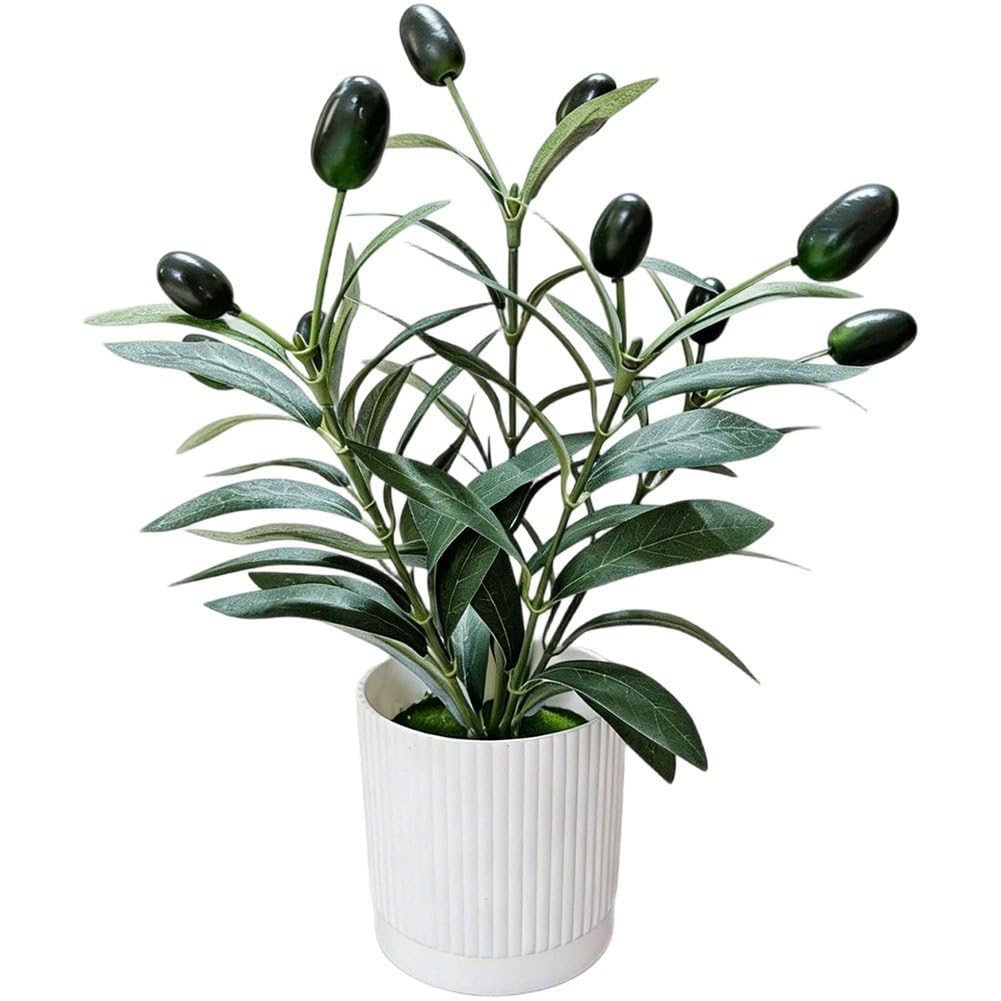 Sslvya Artificial Olive Tree Potted Plant with Pot, Japanese Bonsai Tree Plants Desk Plant, Realistic Greenery Decor for for Home Office Desk