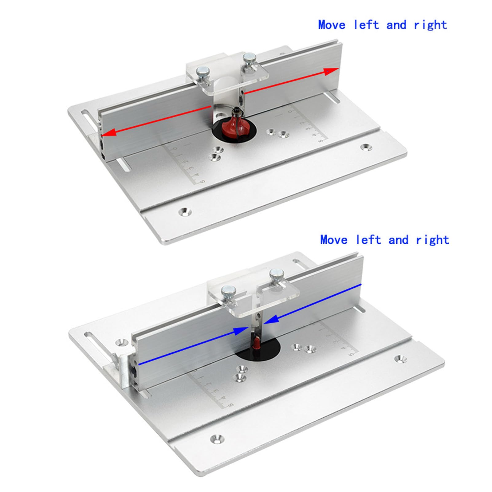 Placa de Inserción de Mesa de Enrutador de Aluminio, Placa Abatible de Enrutador de Bancos de Carpintería, Mesa de Banco de Carpintería Ajustable para Fresar y Recortar
