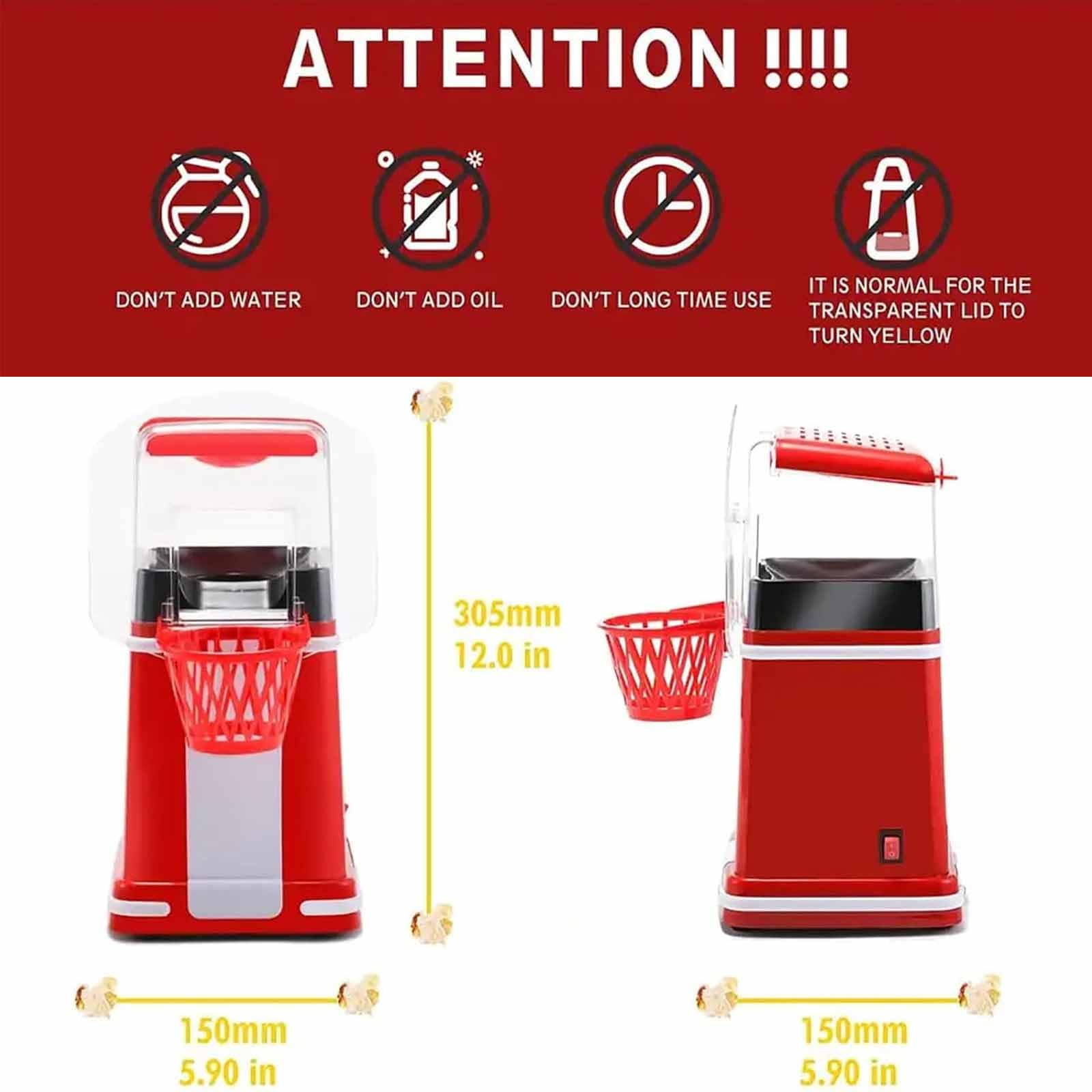 Maszyna Do Popcornu O Mocy 1200 W, Elektryczna Maszynka Do Popcornu Z Wkładem O Dużej Pojemności, Równomierne Nagrzewanie I Powłoka Nieprzywierająca, Zdrowa I Beztłuszczowa, Łatwa W Czyszczeniu