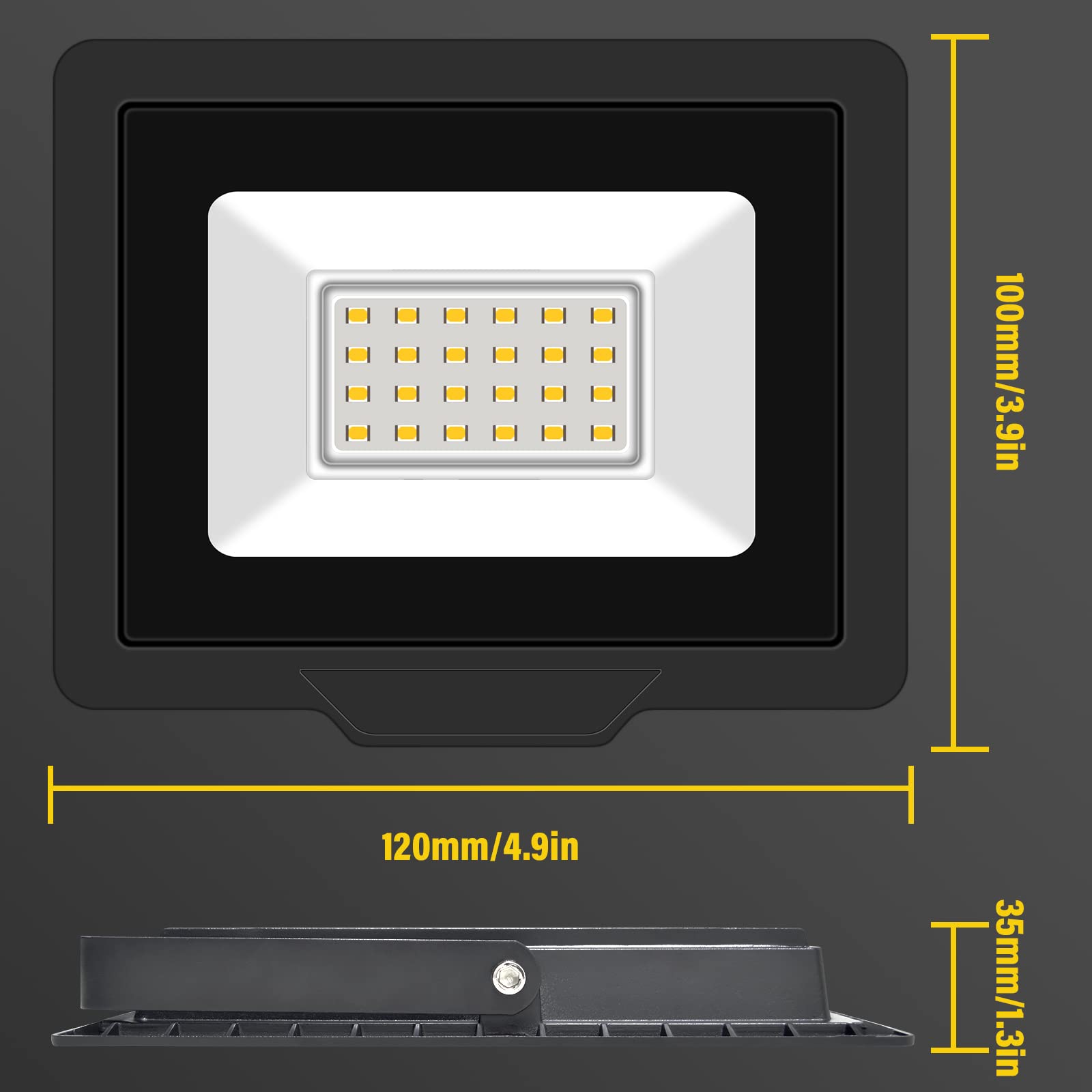 AUXTINGS 4 Pièces 20W Projecteurs LED Extérieur,2000lm Eclairage de Sécurité Spot LED Extérieur,6000K Blanc étanche Lumineuse Lampe pour Entrepôt Garage Jardin Stade Arrière-cour,175V-260V IP66