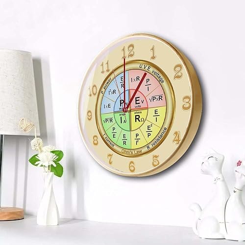 Miniatura 9 de Reloj de pared de 12 pulgadas con leyes de Ohm, moderno, decorativo, silencioso, de cuarzo, sin tictac, funciona con pilas, para escuela, aula,