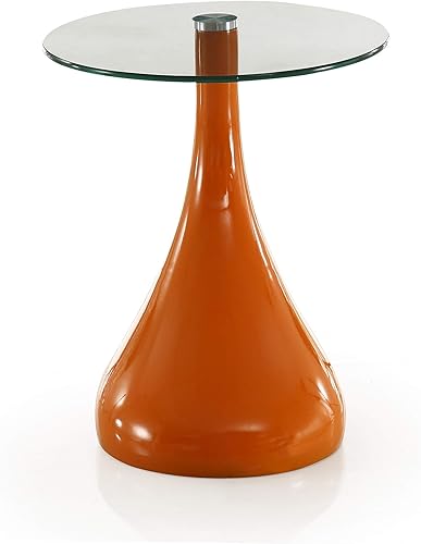 Miniatura 4 de Lava Mid Century - Mesa auxiliar redonda de cristal para sala de estar, 19.7 pulgadas, color naranja