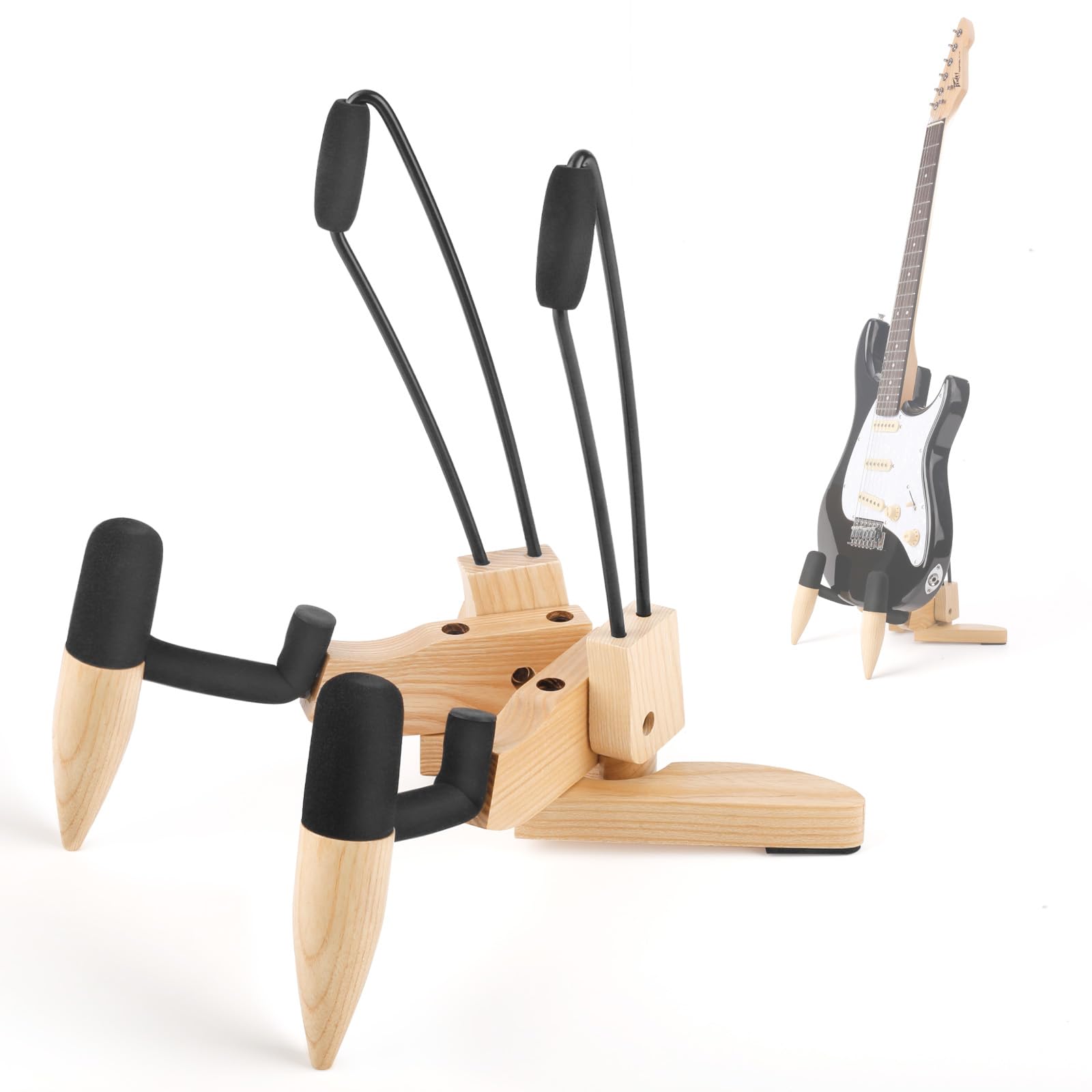 DIDA Wooden Floor Stand for Electric Guitars, Bass, Space-Saving Stand for Home, Studio, Stage, Foldable Guitar Stand Floor, Portable Guitar Stand for Traveling (Naturewood)