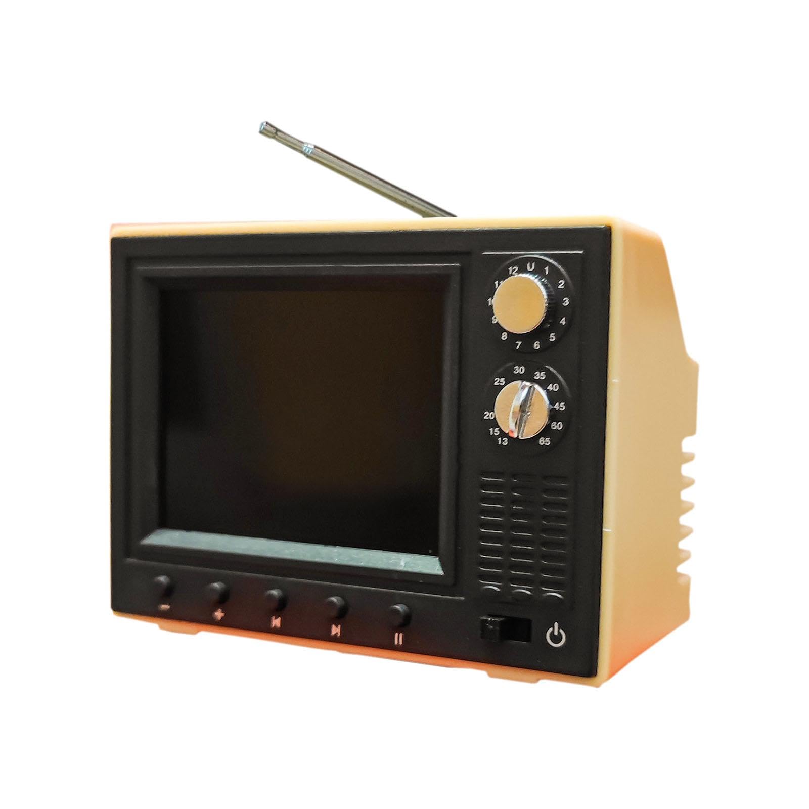 Puppenhaus Fernseher Im Maßstab 1:12, Winziger, Spielbarer Retro Fernseher für Mädchenpuppen, Geschenk, Puppenhausmöbel Zubehör, Miniaturfernseher, Gelb