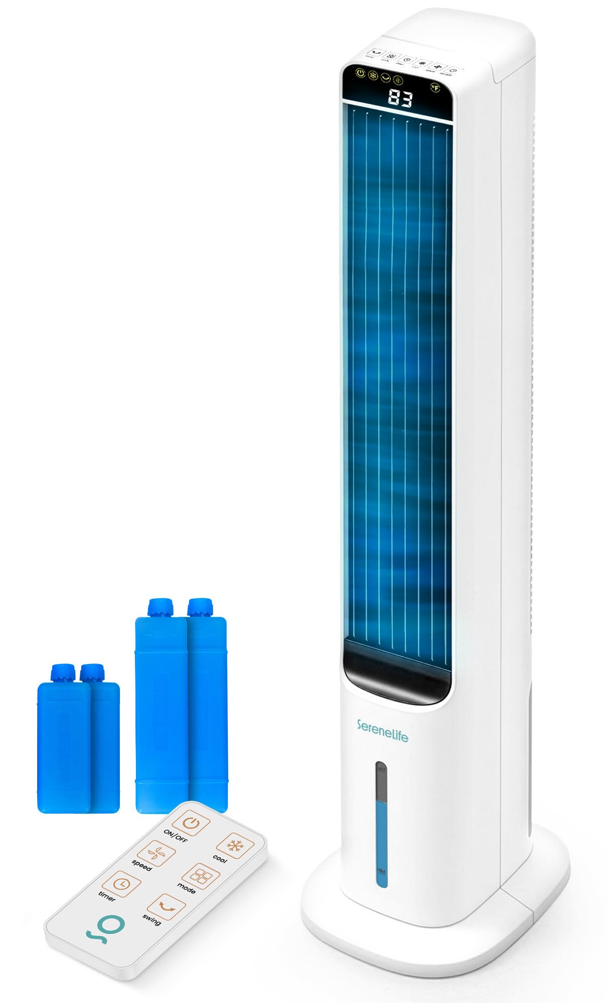 SereneLife Evaporative Air Cooler - Portable Swamp Cooler with 5L Tank, 4 Ice Boxes, 3 Speeds, Remote Control, Quiet Operation, Oscillation, Energy-Efficient Fan for Home, Office,  image 3