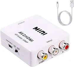 ABLEWE Conversor RCA para HDMI, 1080p AV para HDMI RCA composto CVBS adaptador conversor de áudio e vídeo compatível com PAL/NTSC para Xbox/PS2/Wii/SNES/N64/VHS/VCR/DVD