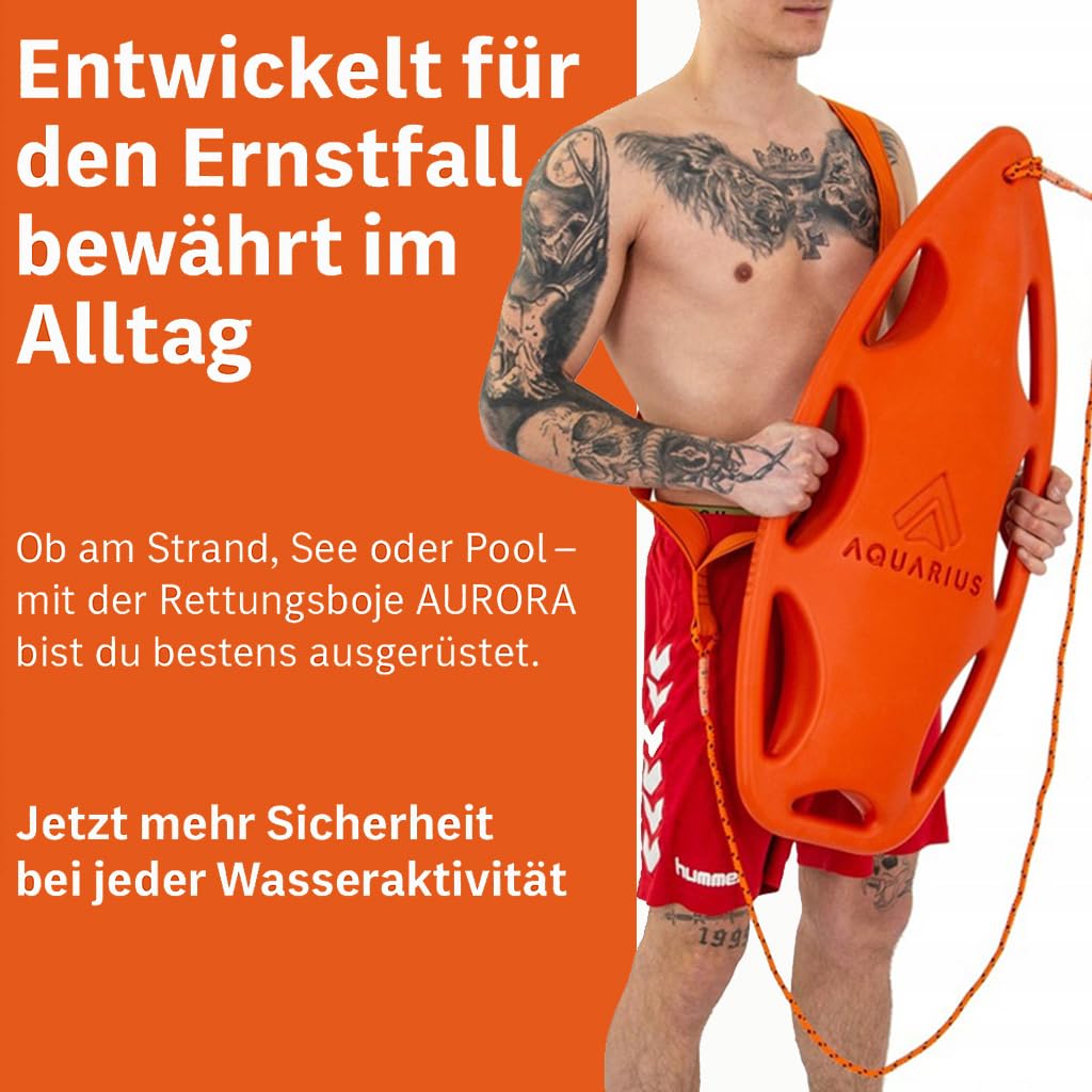 molti Rettungsboje Erwachsene 84x37cm – PRS-Zertifiziert, Freiwasser | Polyethylen, 7 Tragegriffe, verstellbarer Brustgurt, ca. 1,55 kg, leuchtend Orange, für Rettungstraining