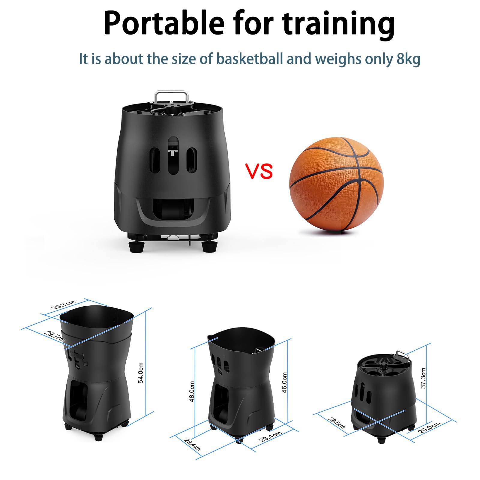 Máquina Pelotas Tenis, Máquina Automática Lanzamiento Tenis con Control Remoto, Lanzador Pelotas Tenis, Capacidad 65 Pelotas, Ángulo Ajustable 20-60°, Velocidad Pelotas 8-60 Km/h, para Entrenamiento