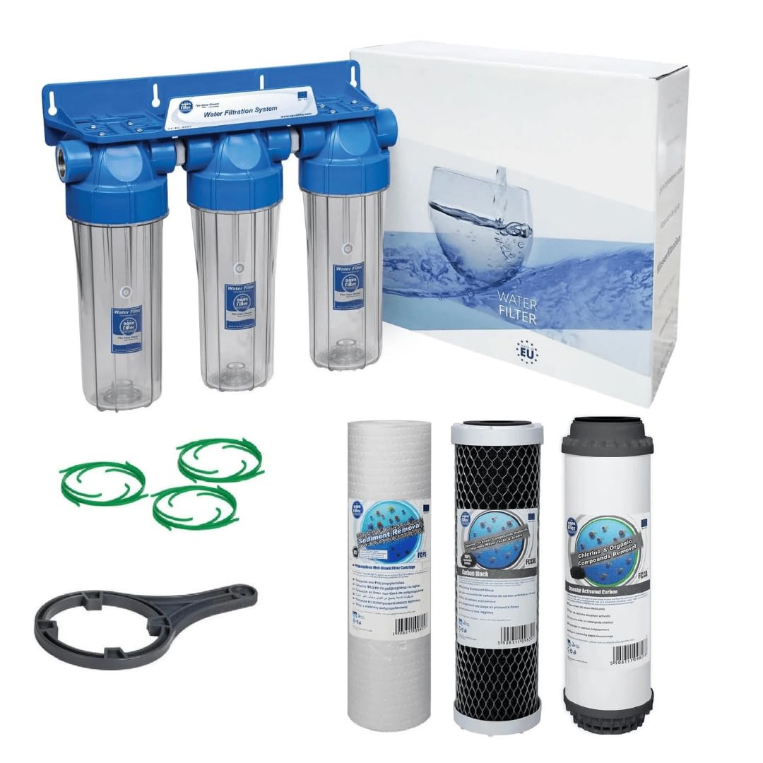 Aquafitler 3 Stage 10" Water purifier and dechlorinator filter kit 1/2"