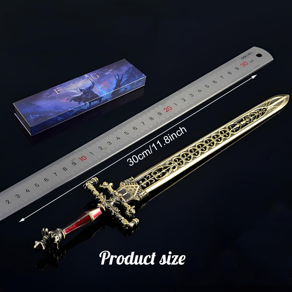 Elden Ring Espada de la Noche y la Llama Réplica 30 cm Modelo de Metal Completo con Soporte, Decoración de Escritorio, Coleccionable Gaming y Regalo para Fans