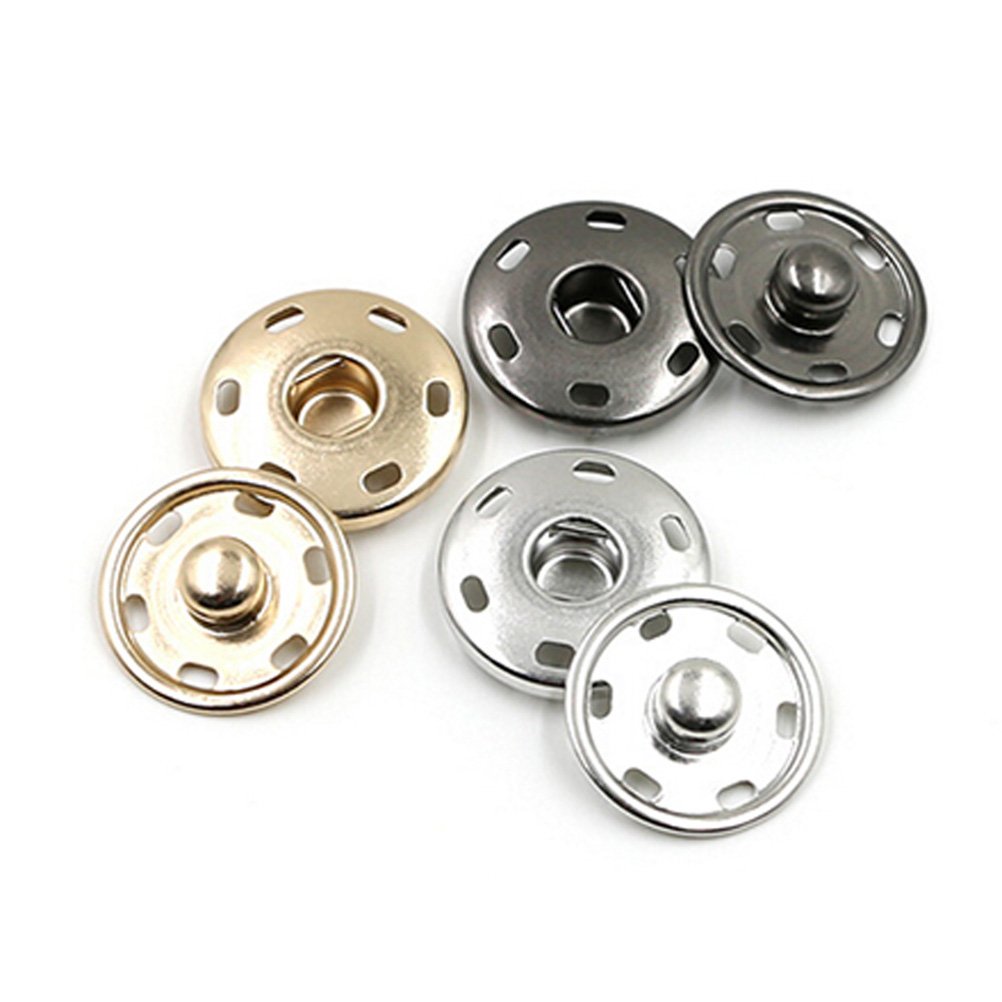 ROSENICE Sew On Snaps Buttons Metal Snaps Fasteners Press Studs Buttons 50 Sets Brass Fasteners DIY Craft Accessory (15mm-Silver)