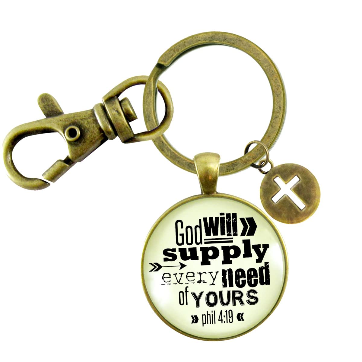 God's Promise Keychain God Will Supply Every Need Of Yours Bold Religious Bible Quote Jewelry