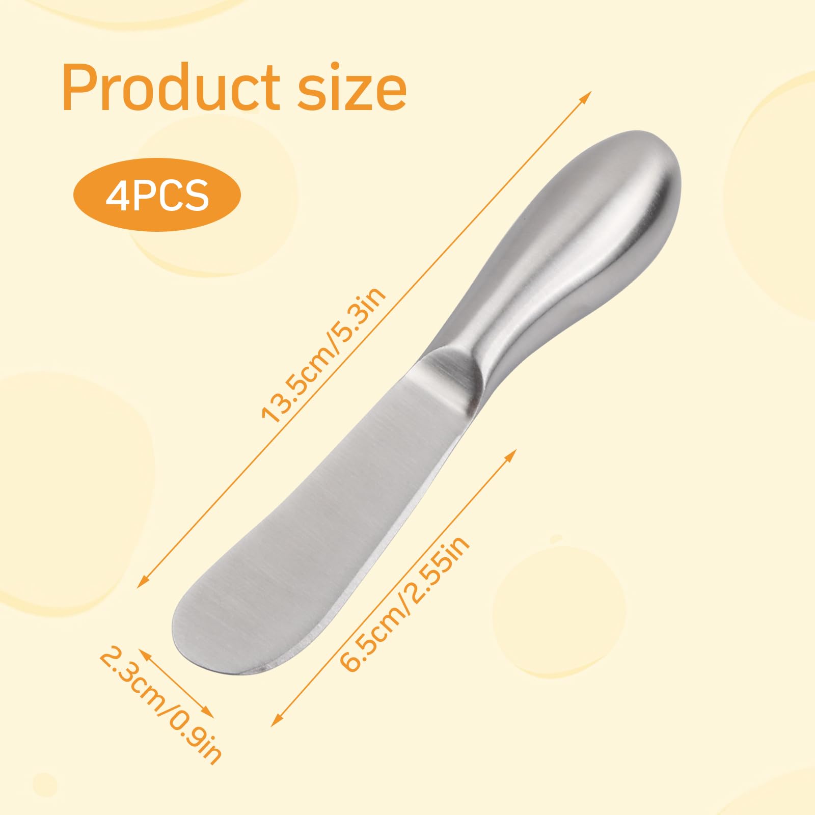 4 Piezas Cuchillo de Mantequilla, Esparcidor de Mantequilla, Cuchillo de Queso, Cuchillos de Untar Acero Inoxidable para Mantequilla, Mermelada, Nata, Tarta, Queso, Frutas, Verduras