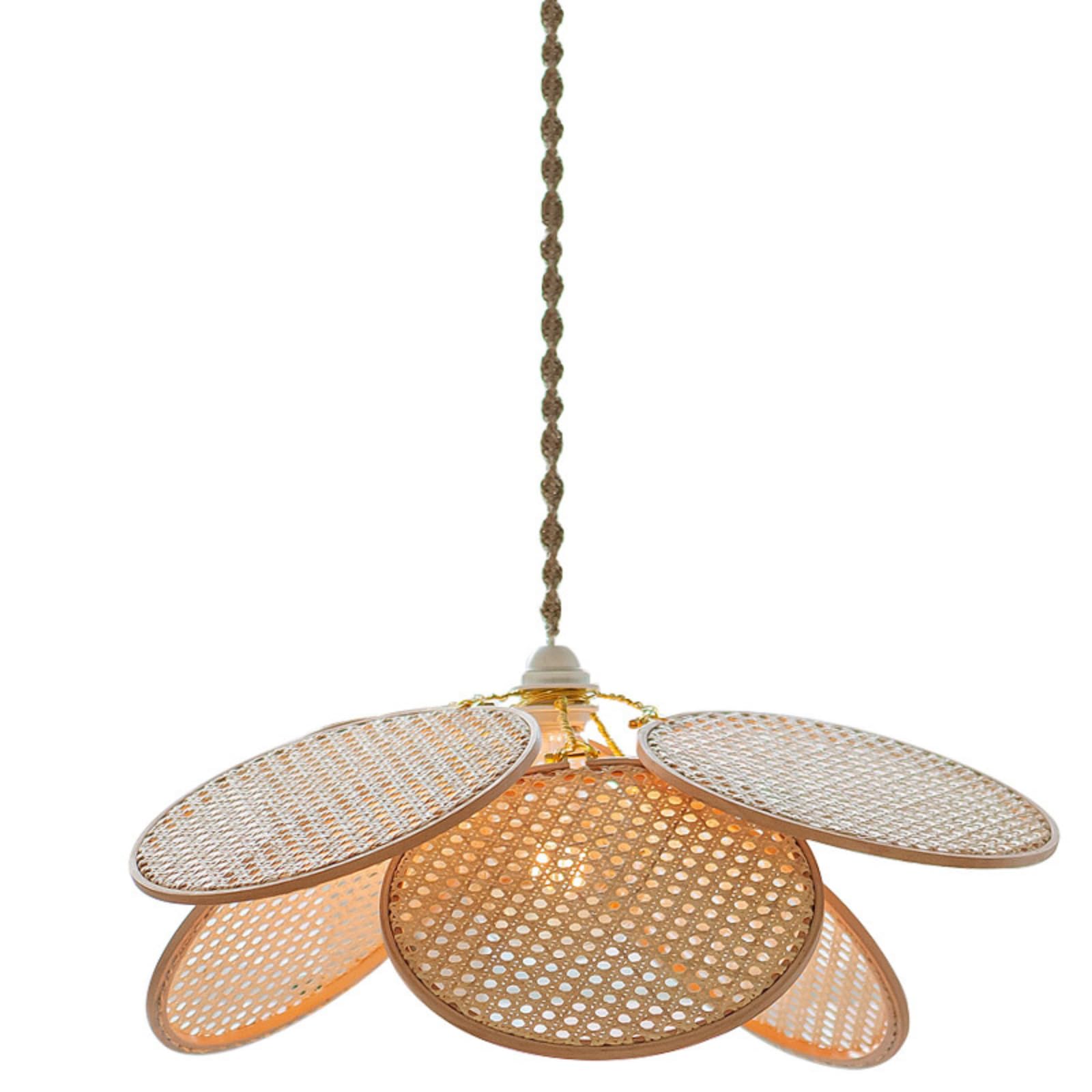 Lámpara de araña de rattan e27 tejida a mano estilo bohemio 8