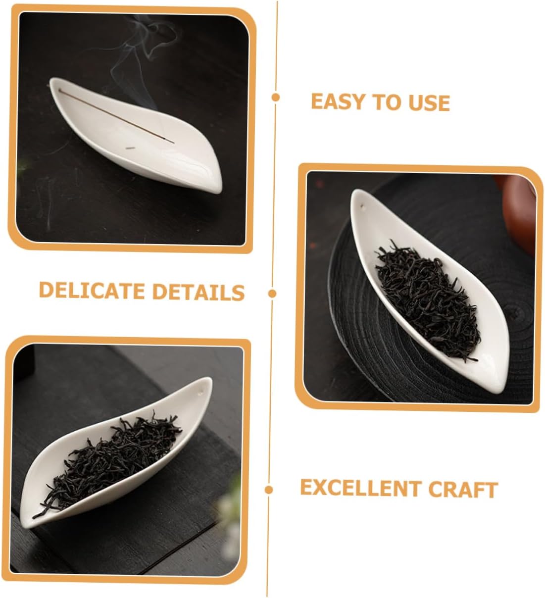 OUNONA Ceramic Tea Leaf Scoop Multi Functional Container for Loose Leaf Tea Beans and Salt Easy to Clean Simple Design