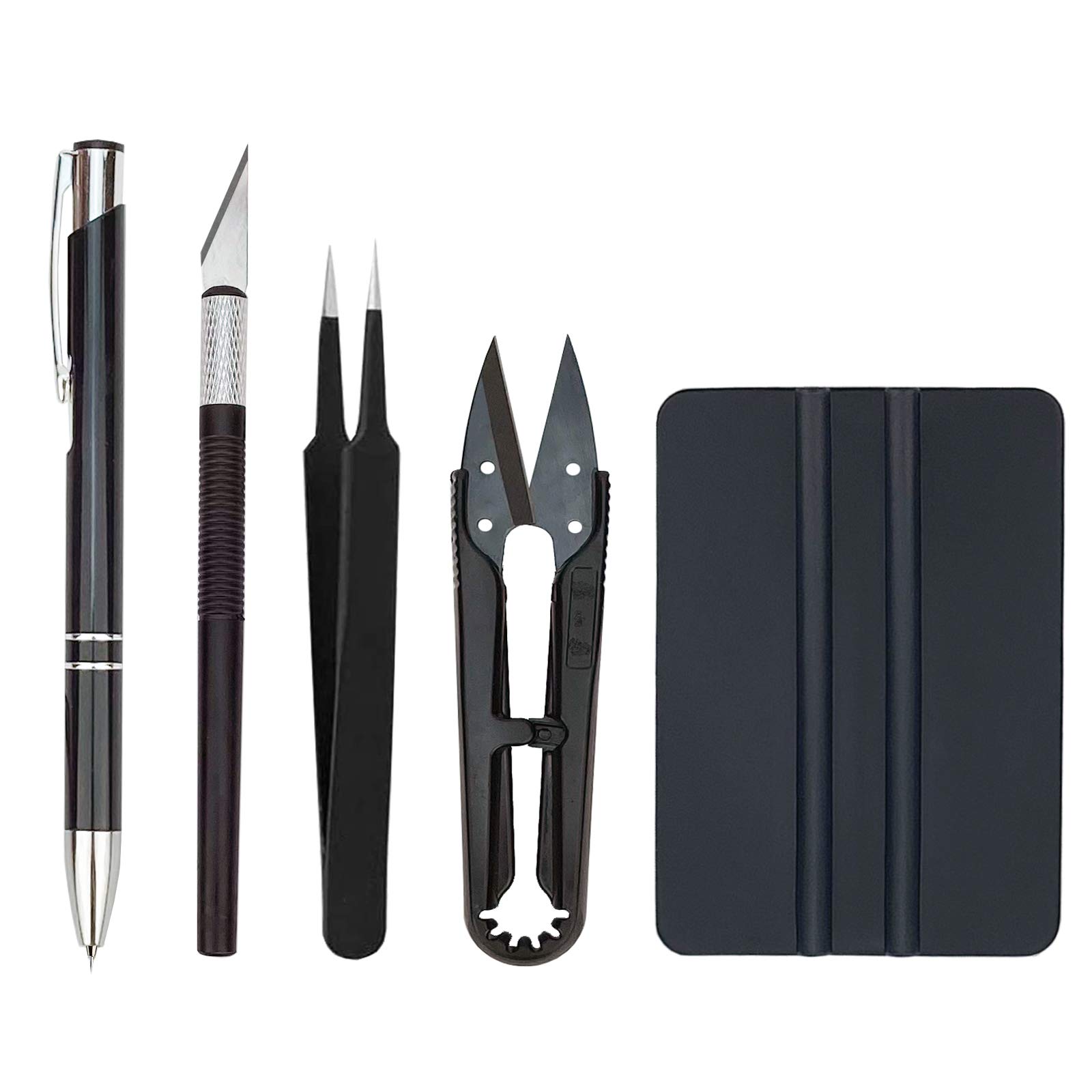 CARTINTS Professional Vinyl Weeding Tools Craft Weeding Kit, Includes Pen Weeding Tool, Vinyl Squeegee, Vinyl Weeding Tweezers, Precision Knife and Craft Scissors, 5Piece