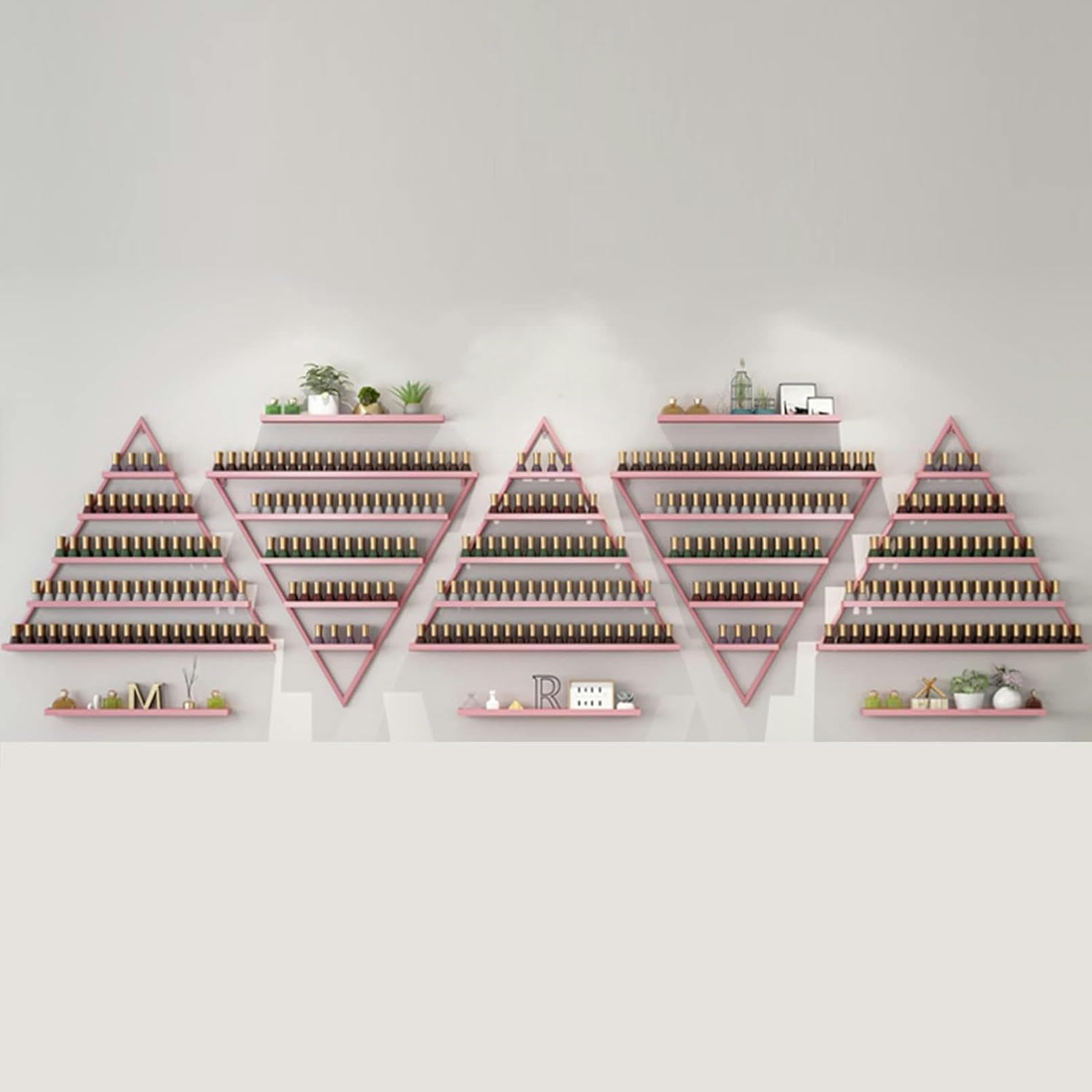 Portaoggetti da Parete per smalti e profumi, in Metallo, per Esposizione di Oli Essenziali, per casa, Salone, Spa, attività Commerciali (Rosa, 1 Pezzo (Confezione da 1))
