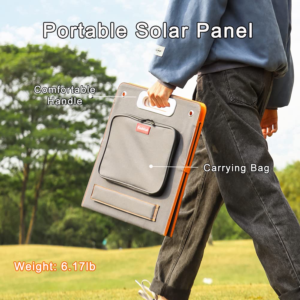 Kit de Panneau Solaire Portable, Valise de Chargeur Solaire étanche Pliable monocristallin, pour Voiture, Camping-Car, Bateau, Caravane, téléphones Portables, système Hors réseau