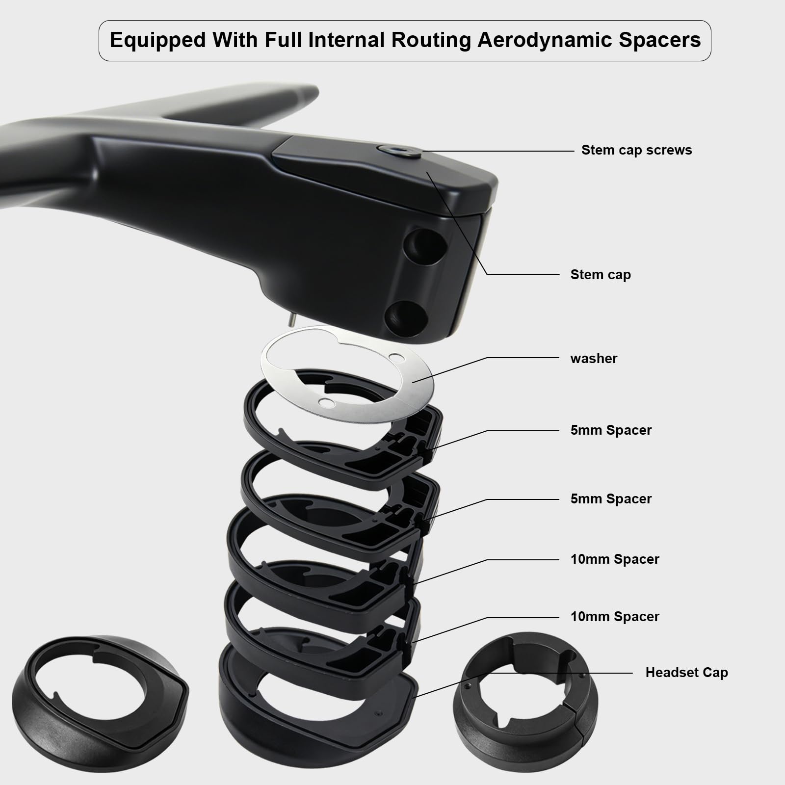 manubrio integrato bici corsa RXL SL manubrio bici da corsa compact 400*70 | UD opaco,venire con distanziatore attacco,1-1/8",manubrio dal design compatto