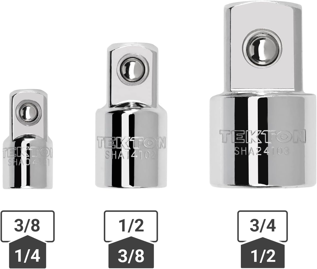 TEKTON 1/4, 3/8, 1/2 Inch Drive Adapter Set (3-Piece) | SHA99010