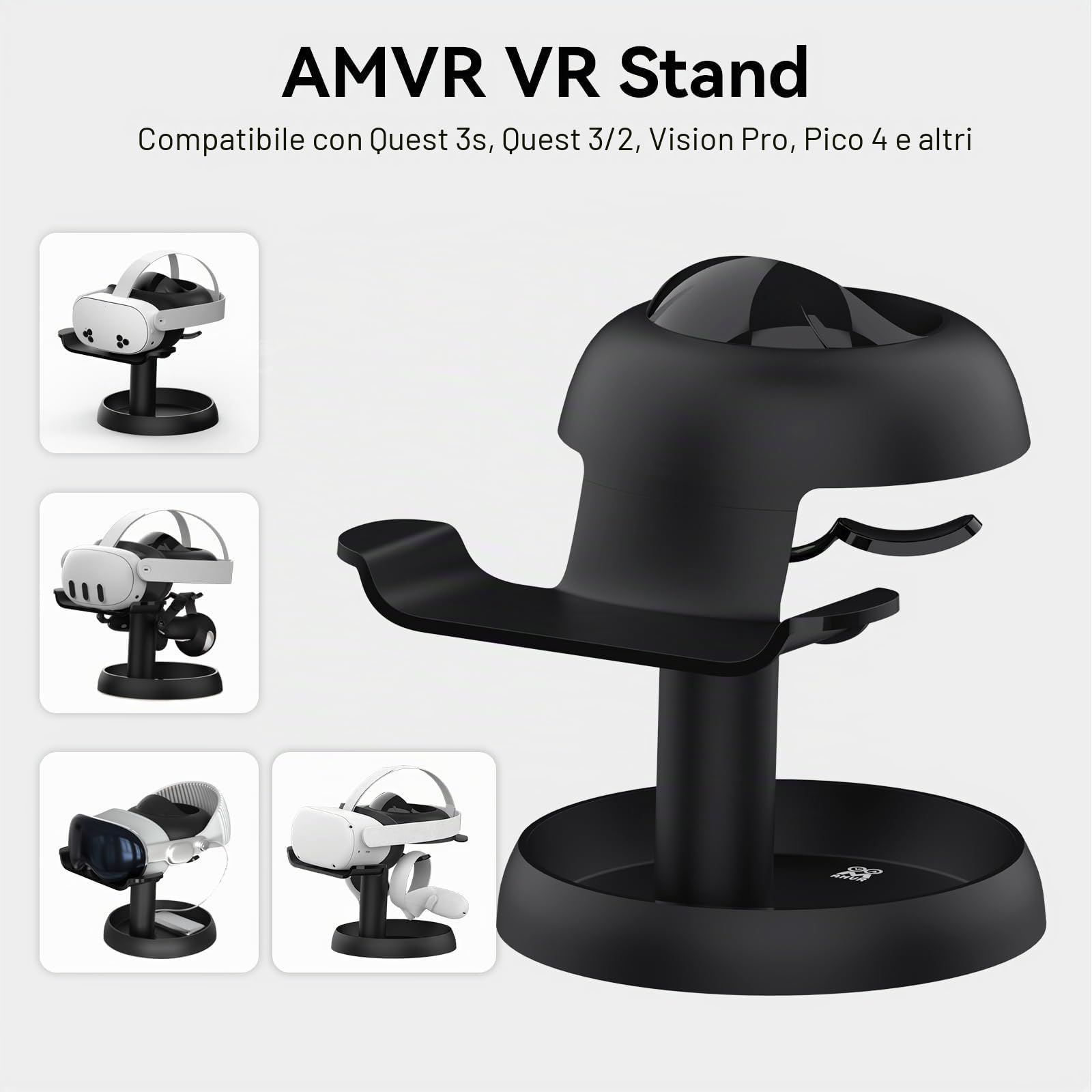 AMVR Supporto per supporto compatibile con Quest 3/Quest 2/Pico 4/Vision Pro/per PSVR 2 - Dock universale per il display delle cuffie VR, stabile staffa per la conservazione della base rotonda