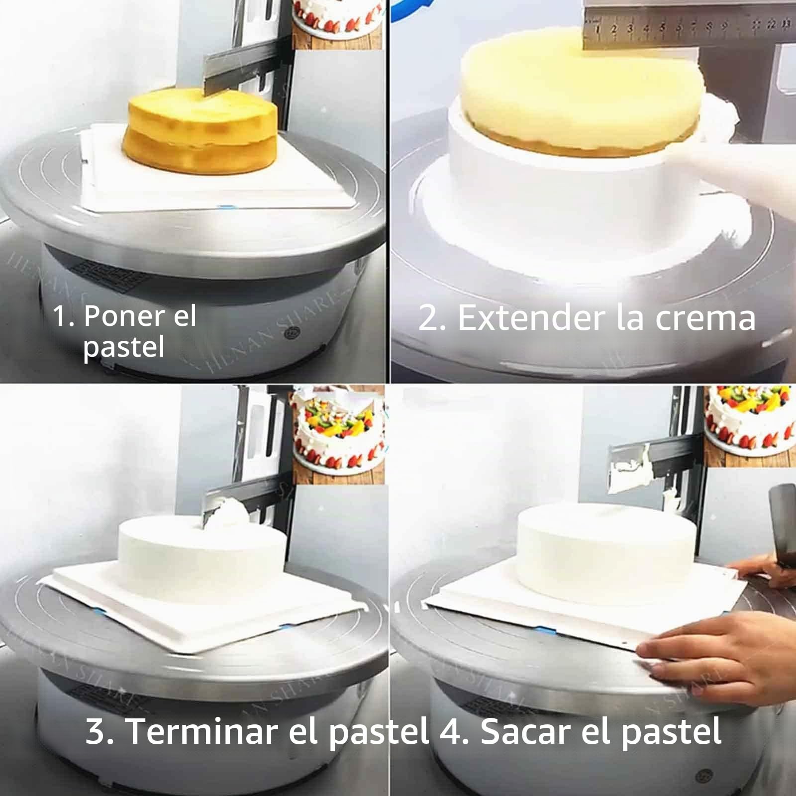 Máquina Automática Formación Hielo para Tartas Cumpleaños, Máquina Alisadora, Esparcidor Decoración Crema, Raspador Tartas Ajustable 4 a 12 Pulgadas,White