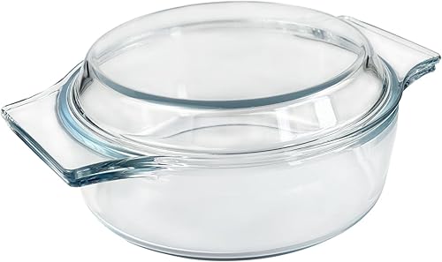 Cacerola pequeña de vidrio de 1.1 cuartos (35 onzas) con tapa de vidrio, cuenco de vidrio cubierto apto para microondas, apto para horno, fácil de