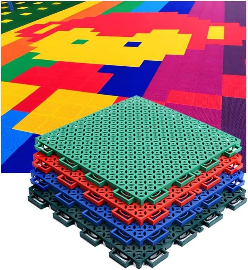 Basketball Court Modular Interlocking Floor Tiles， Modular Interlocking Floor Tiles 25cm Outdoor Modular Interlocking Floor Tiles, Kindergarten Playground Basketball Court Stadium(Grün)