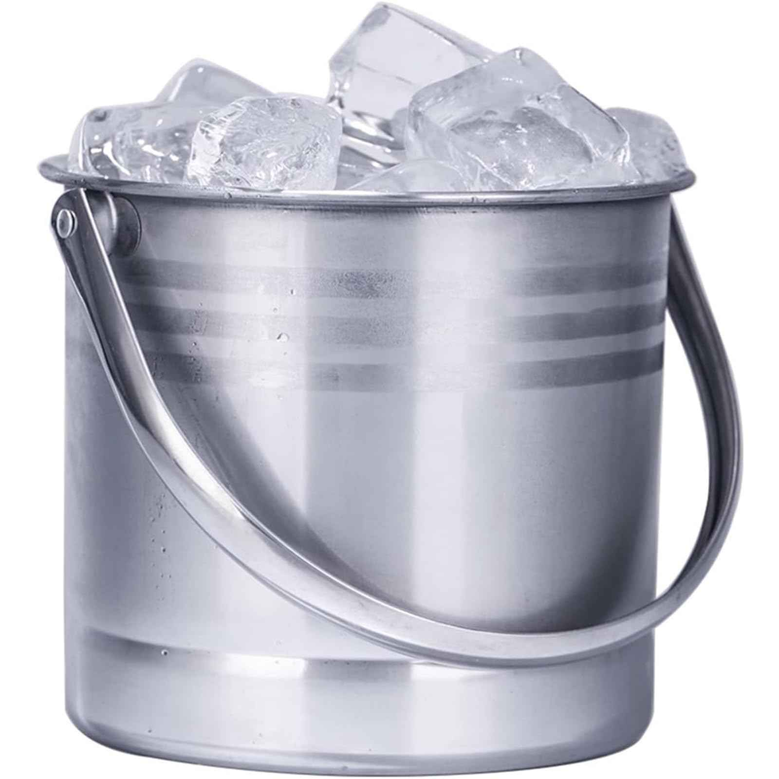 Cubitera de acero inoxidable con mango portátil que mantiene el hielo perfecto más tiempo
