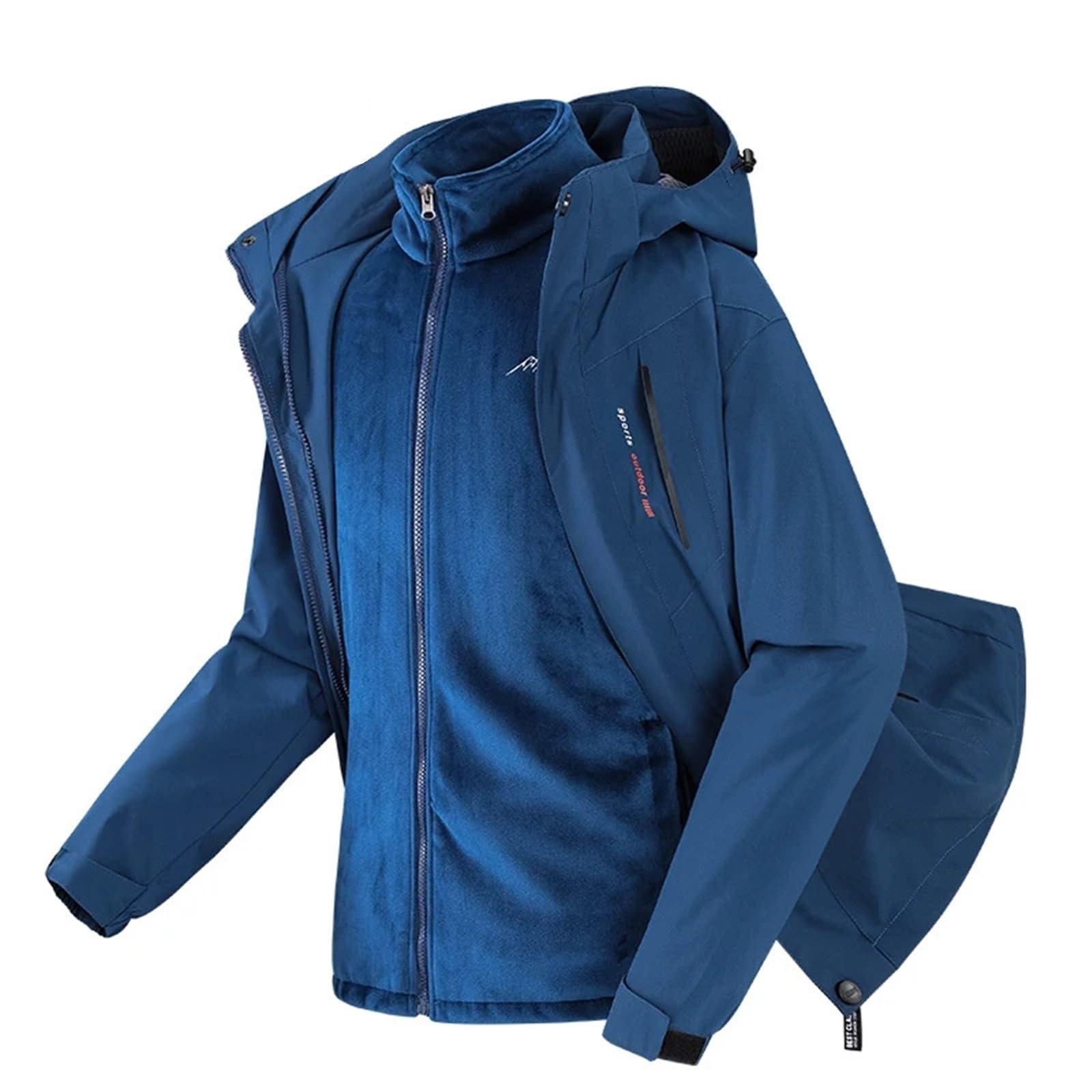 Giacca da trekking spessa 3 in 1 uomo, impermeabile, invernale, antivento, calda, campeggio Per Uomo