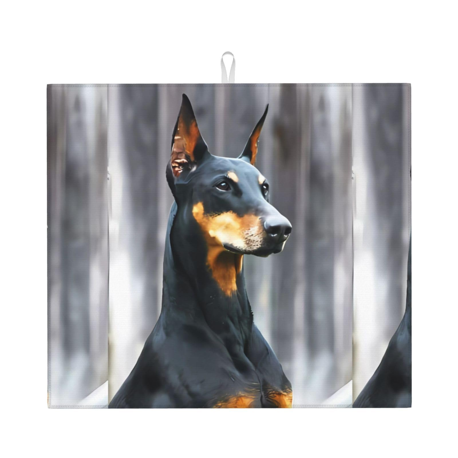 WHJSHOP doberman Prints Kitchen Drying Mat - Absorbent Dish Drying Throw with Vibrant Prints, Quick-Dry Countertop Layer for Dishes & Glassware - Non-Slip