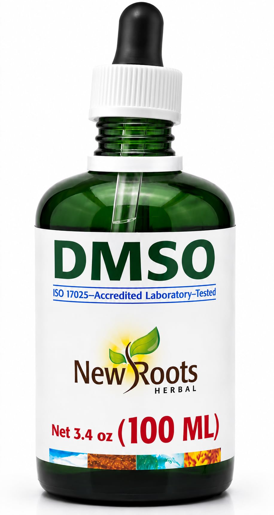 NEW ROOTS HERBAL DMSO Liquid 99.9 with Dropper (3.4 oz) Dimethyl Sulfoxide (100ml) | DMSO Drops Low Odor | DMSO Liquid Tincture with Pipette, Fast-Drying Formula