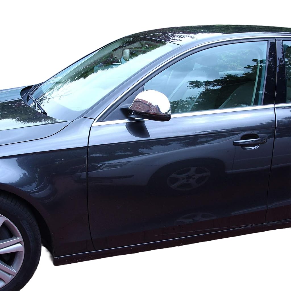 Chromowane obudowy lusterka ważne dla AUDI A3 A4 A5 A6 A8 (2008-2010) | AUDI Q3 2011-2018 Stal nierdzewna 2 Zestaw zewnętrznych osłon lusterek